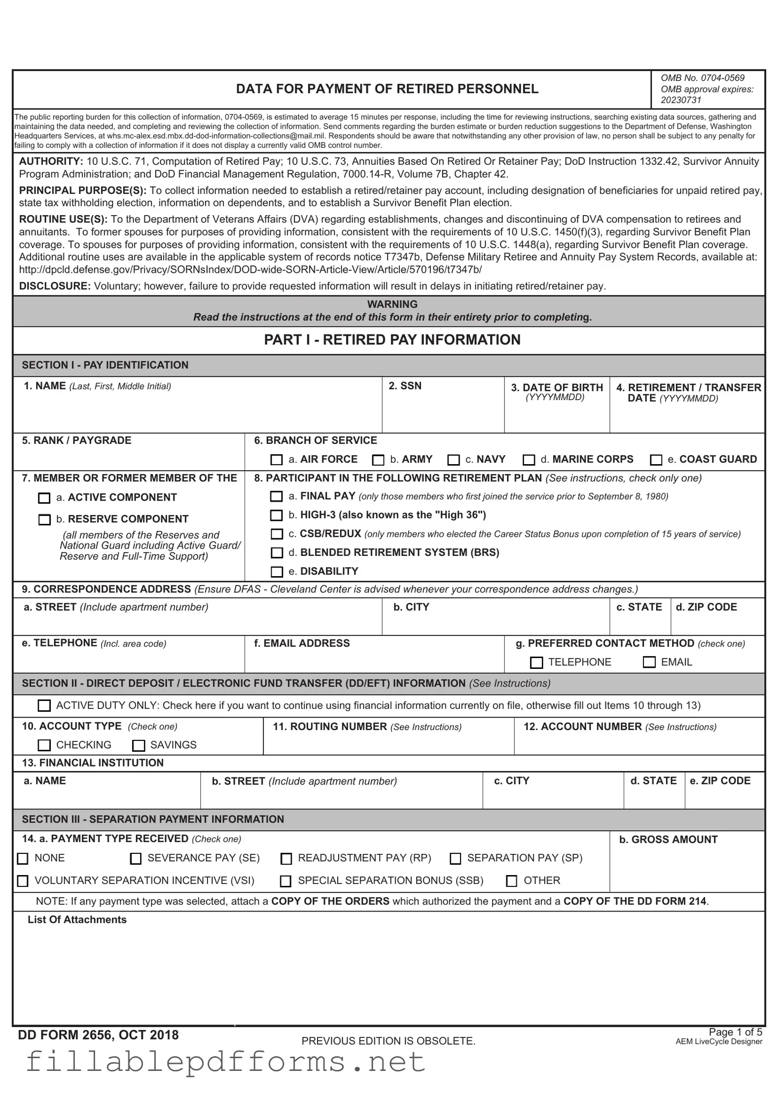 DD 2656 PDF Template