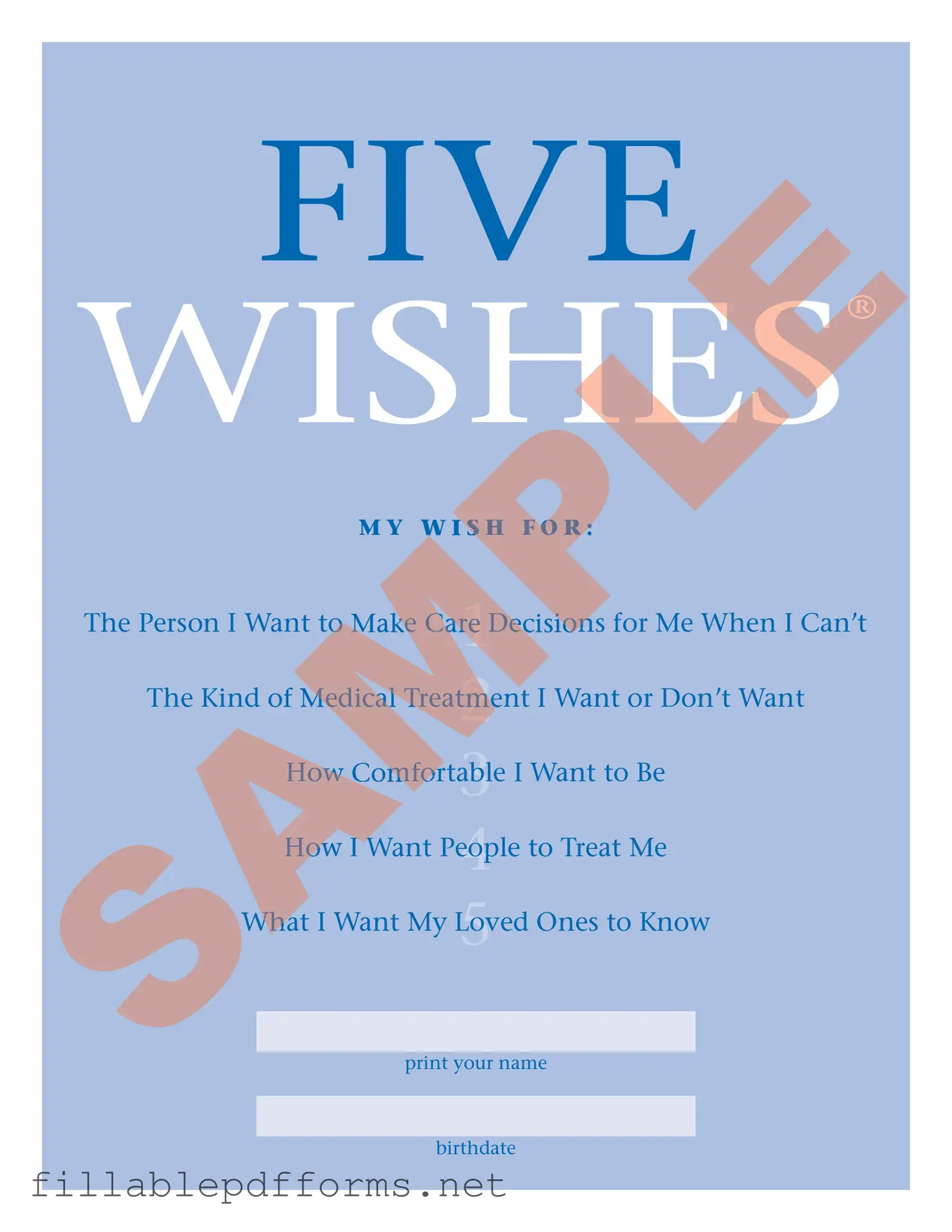 5 Wishes Document PDF Template