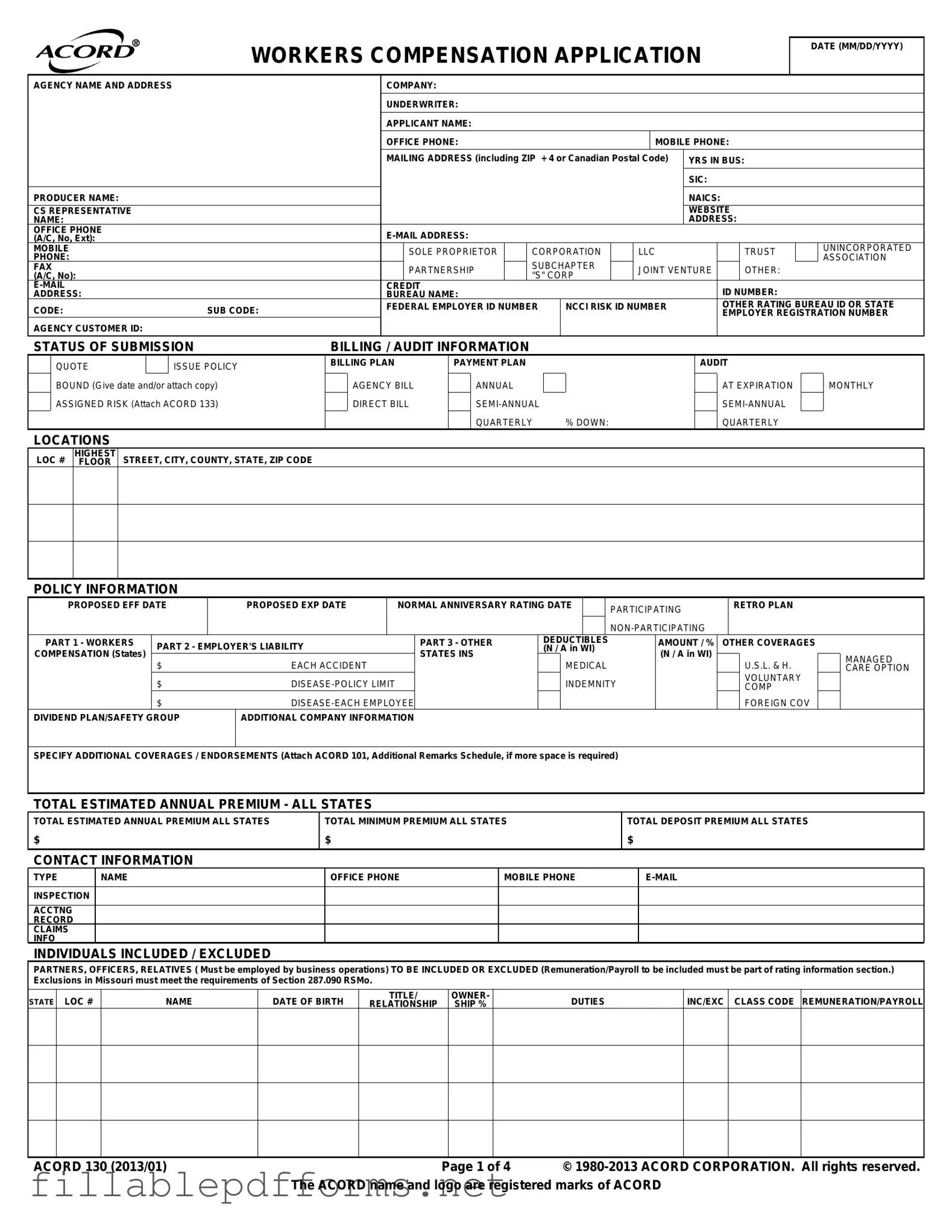 Acord 130 PDF Template