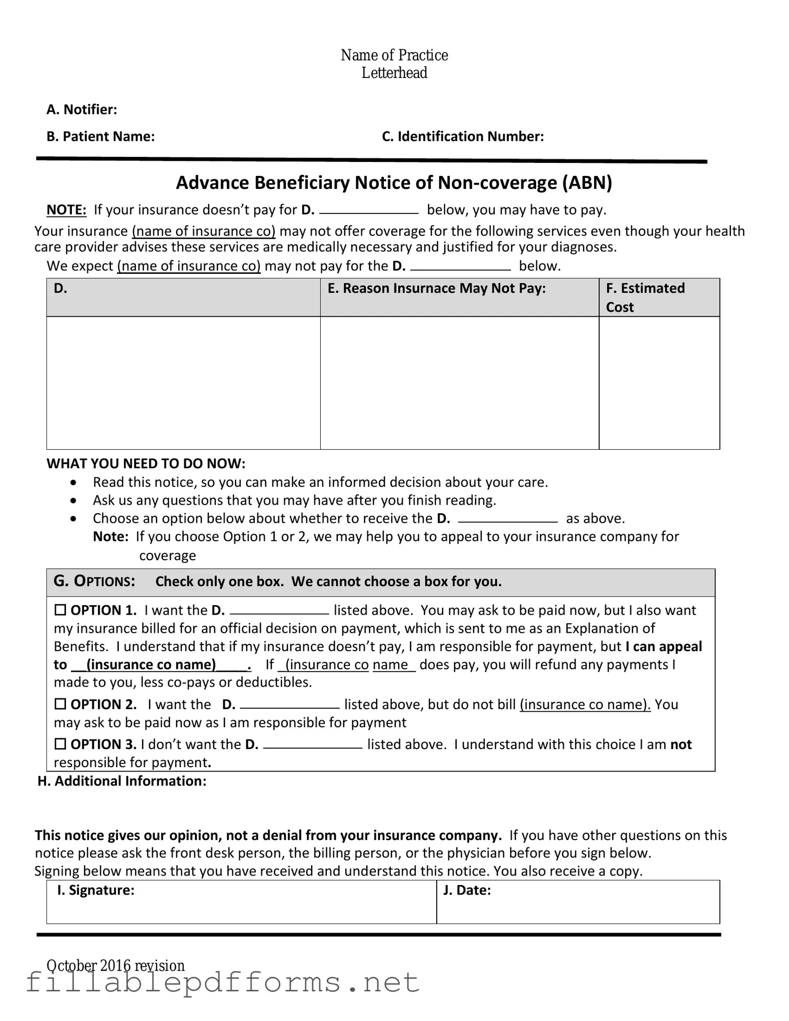Advance Beneficiary Notice of Non-coverage PDF Template