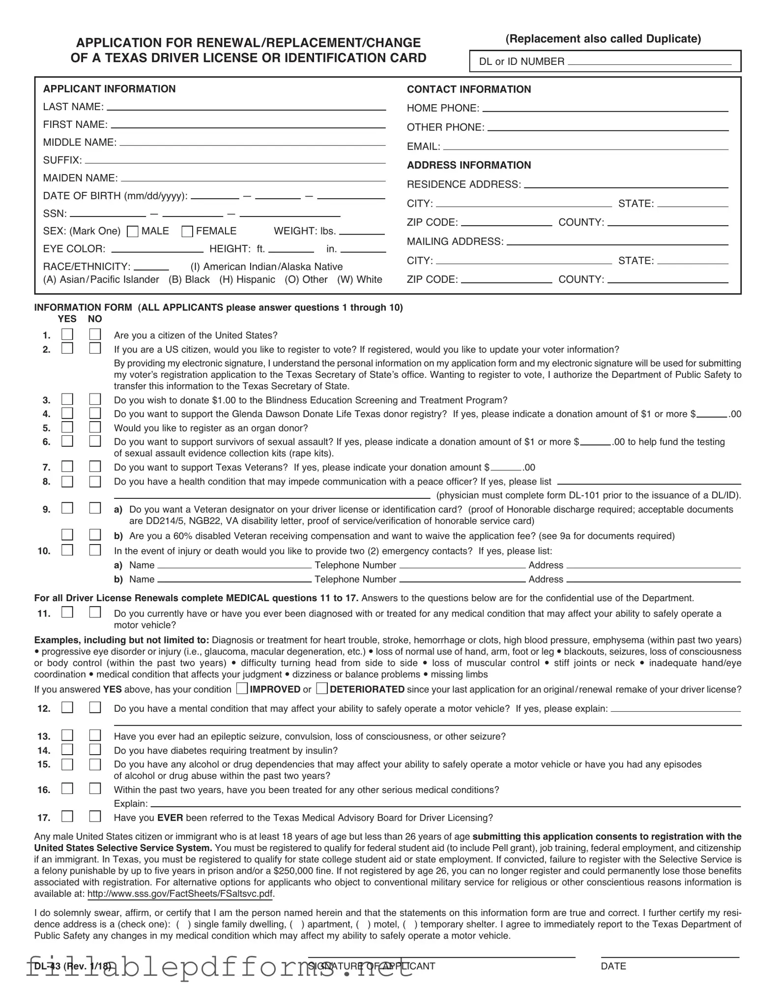 DL-43 PDF Template