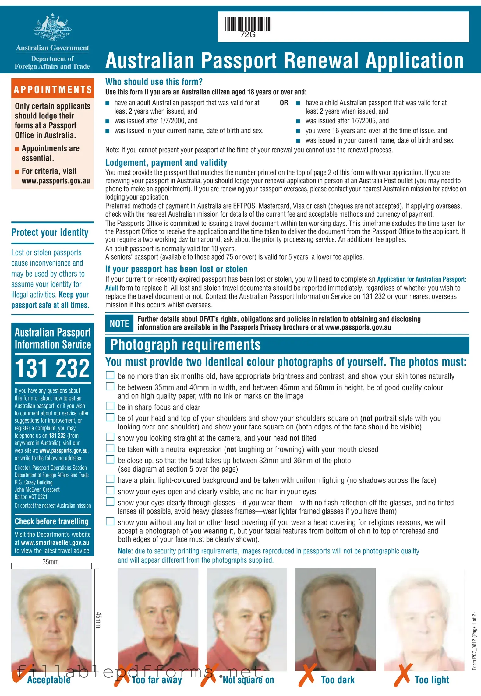 Australian Passport Renewal PDF Template