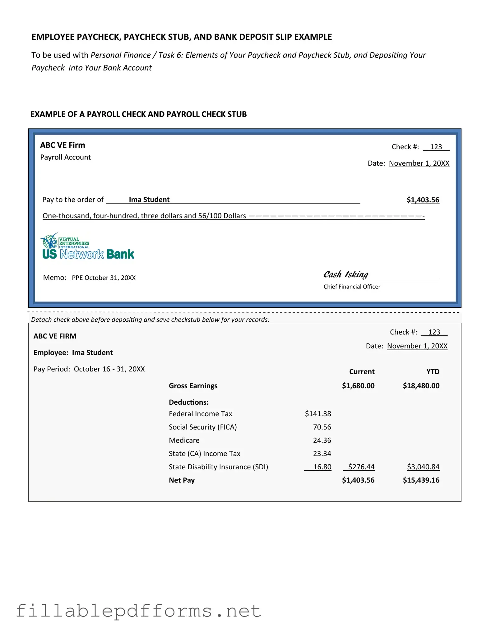 Payroll Check PDF Template