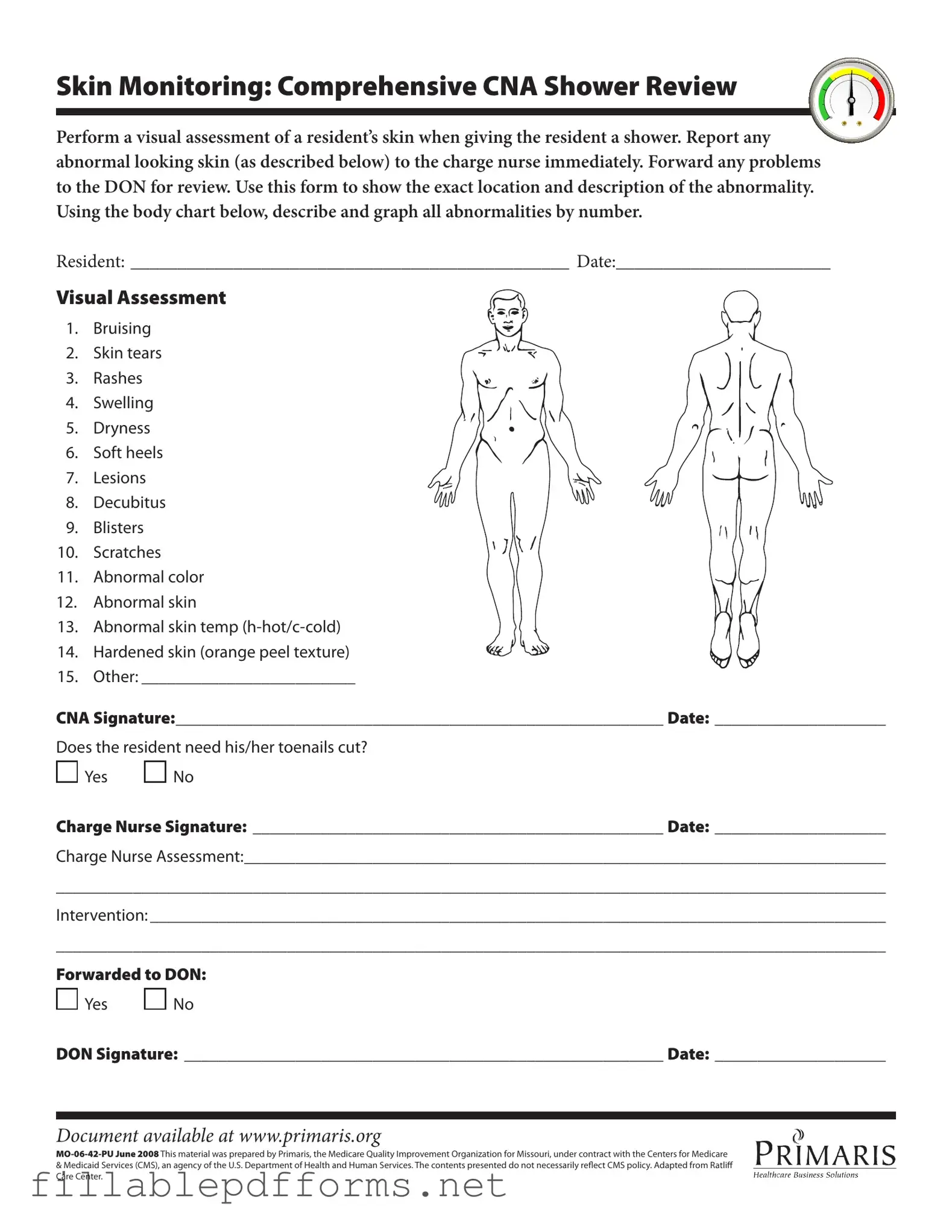 Cna Shower Sheets PDF Template