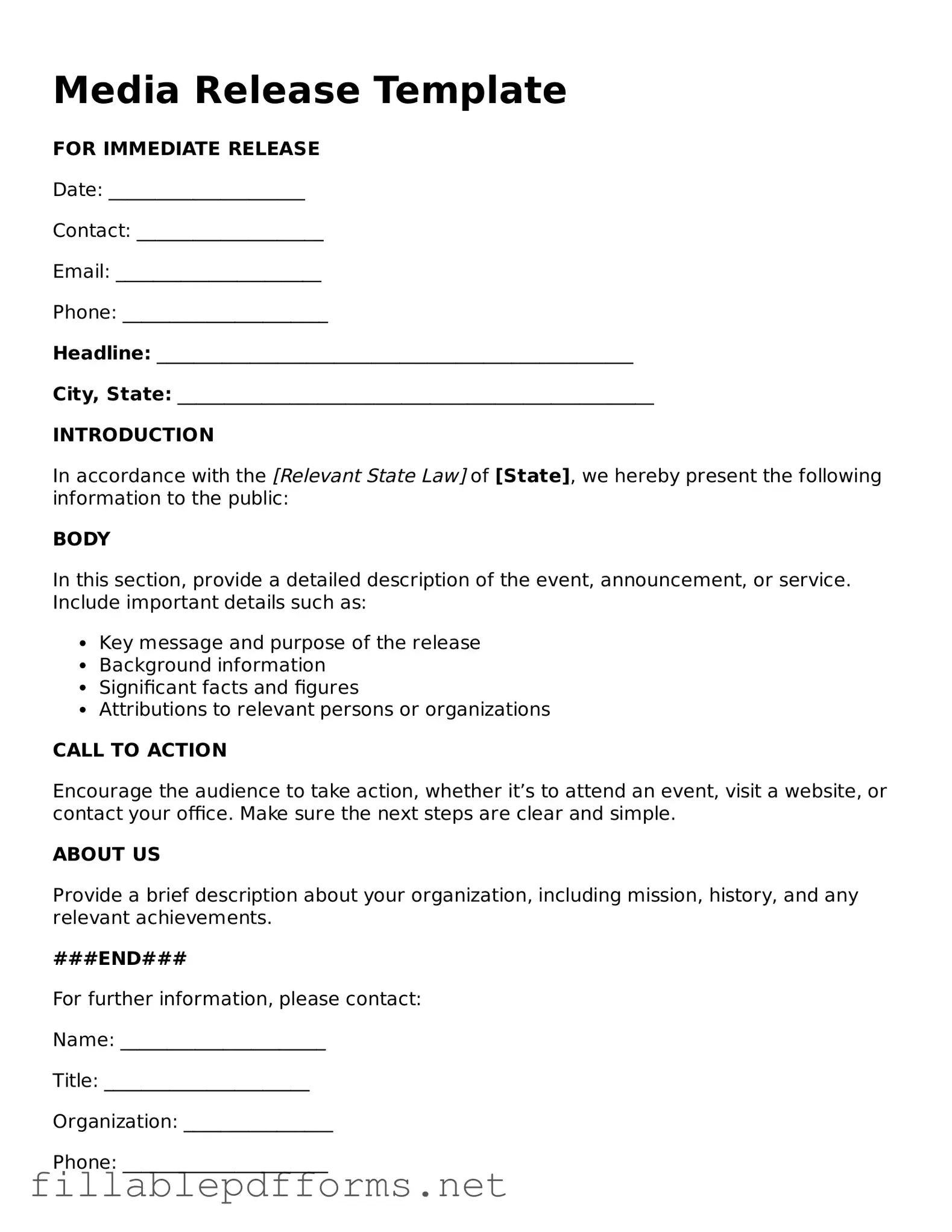 Blank Media Release Template