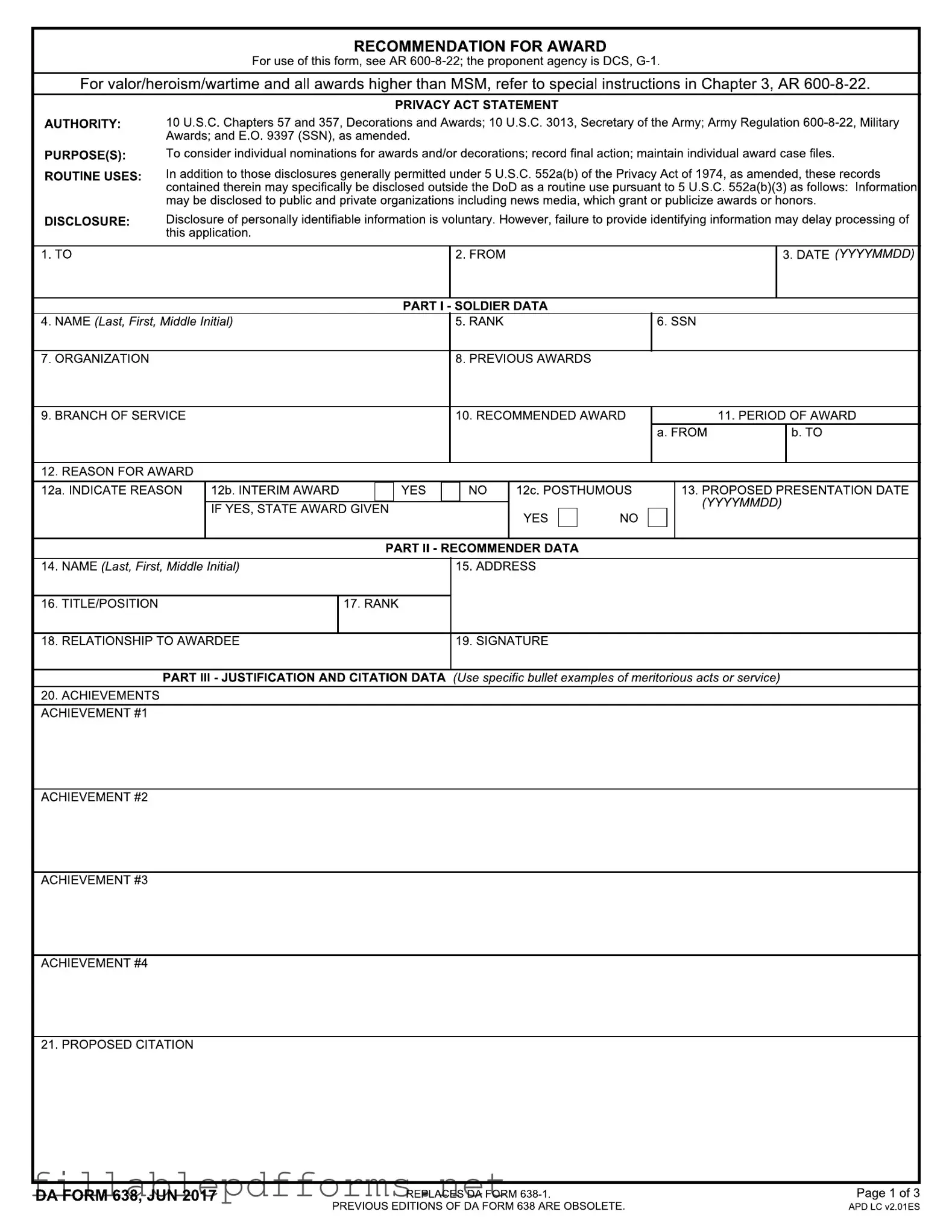 Da 638 PDF Template