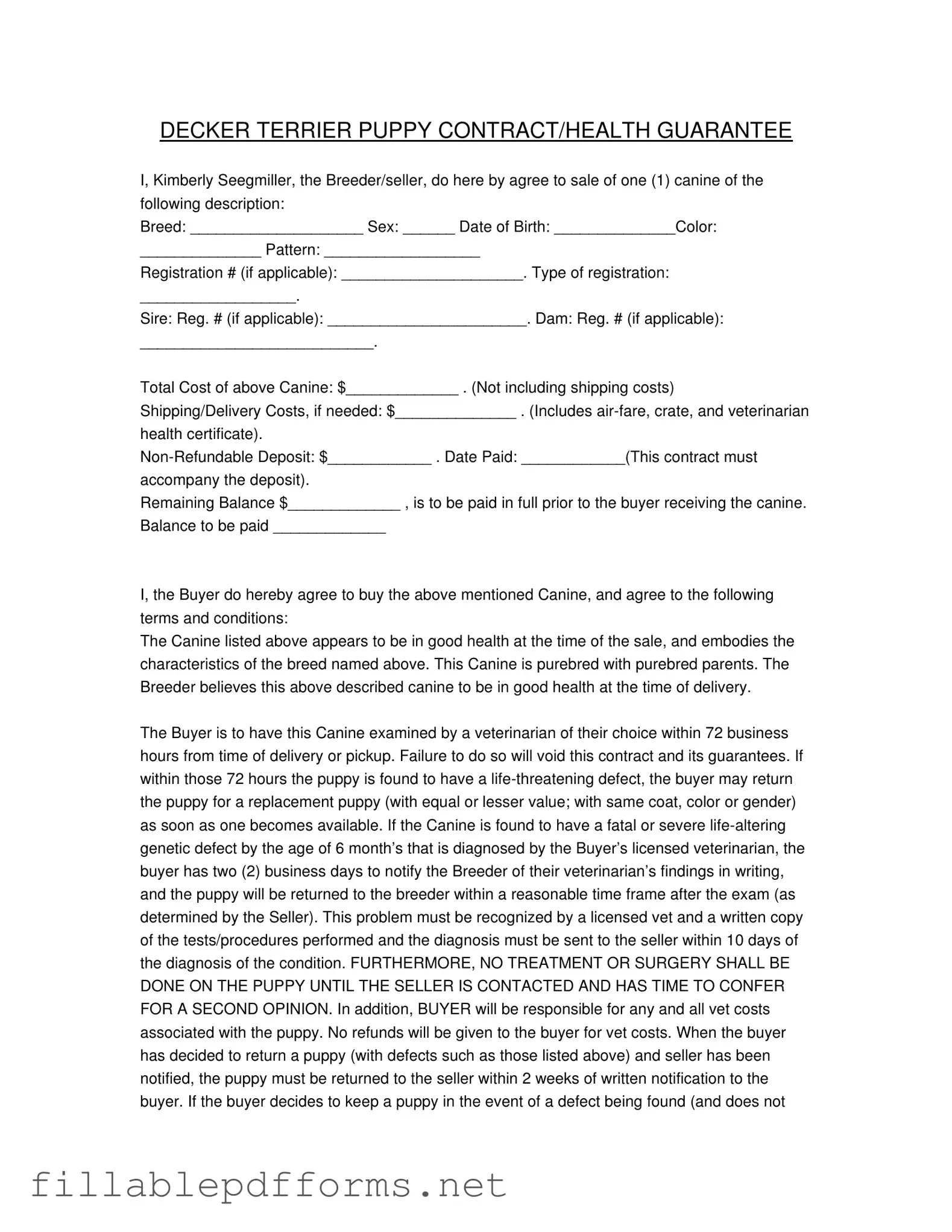 Health Guarantee PDF Template