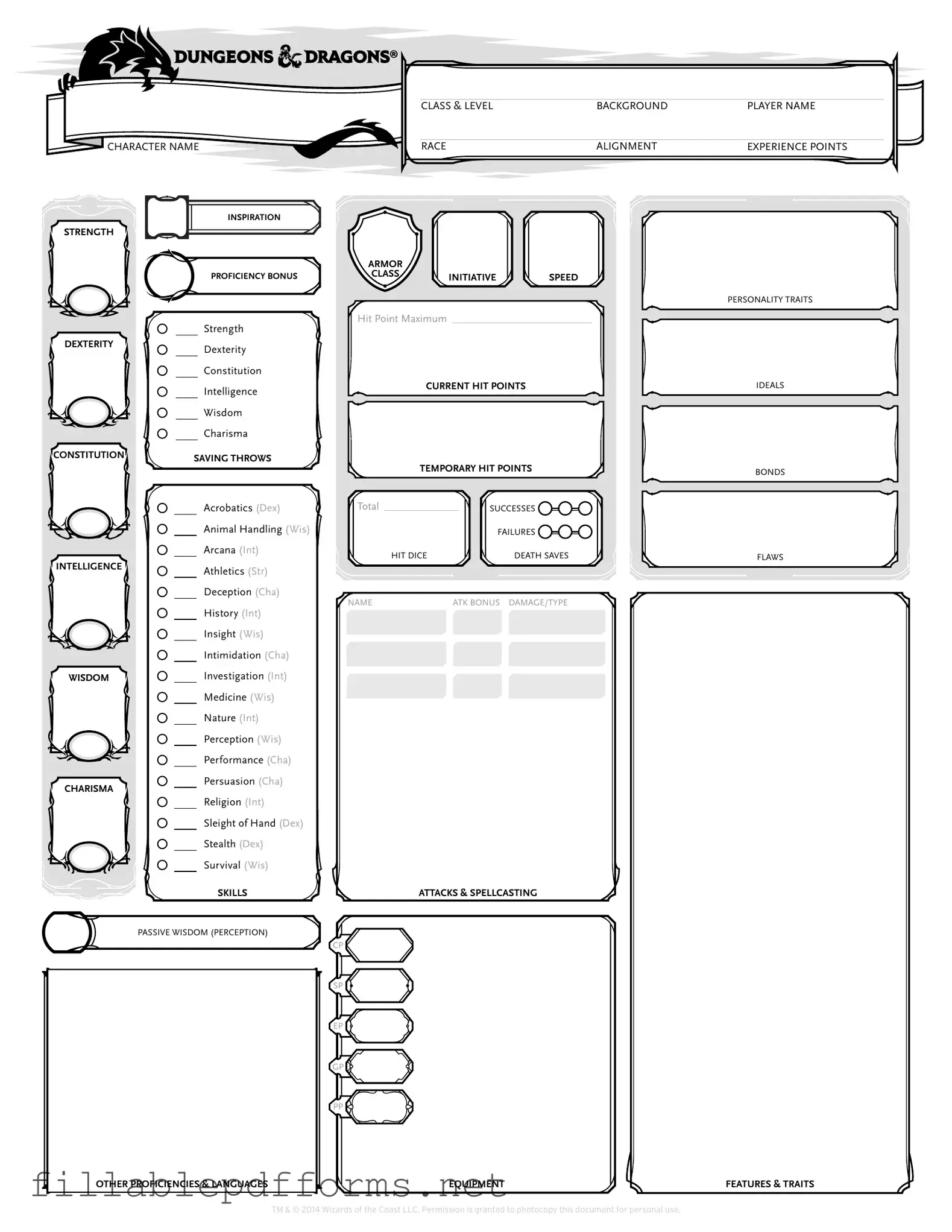 Dnd Character Sheet PDF Template