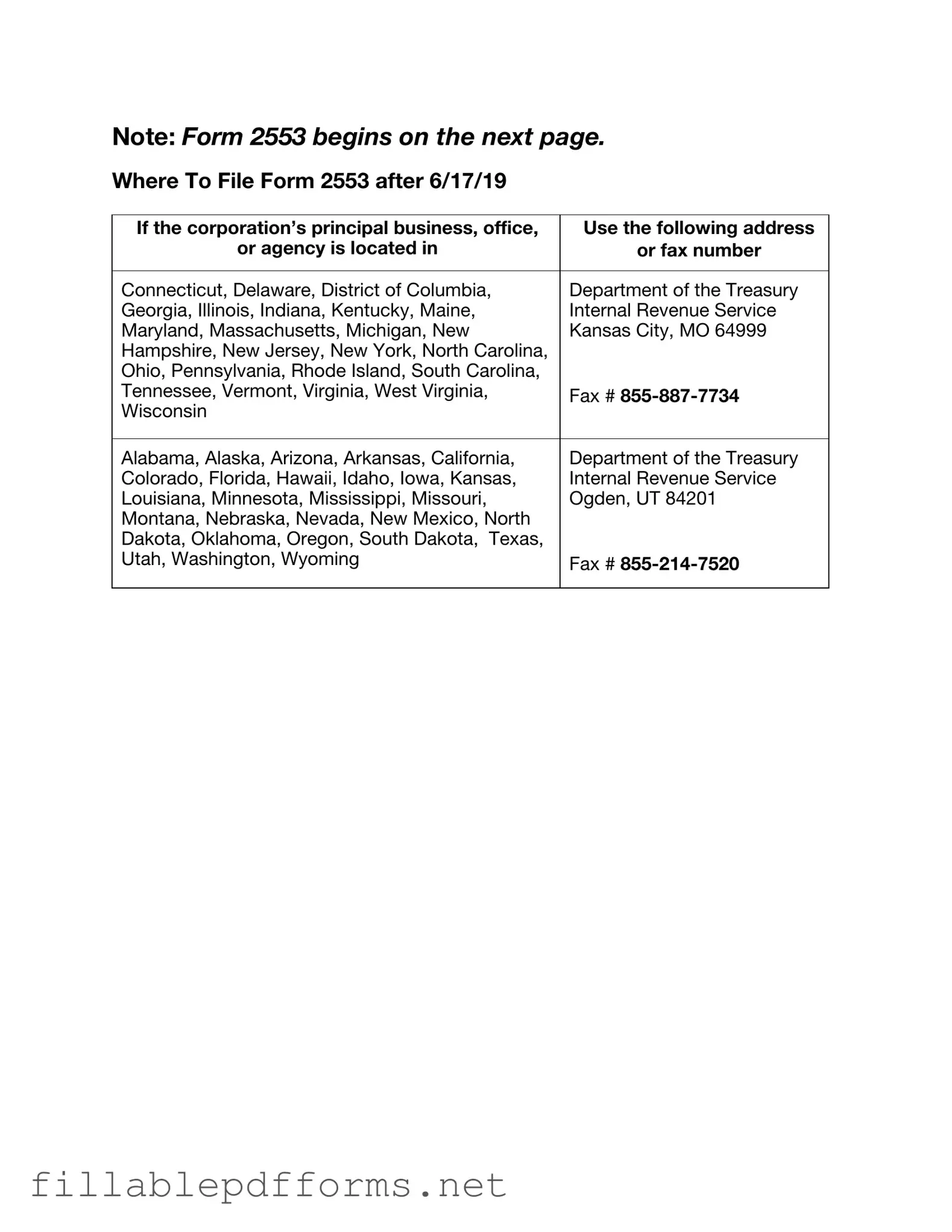 IRS 2553 PDF Template