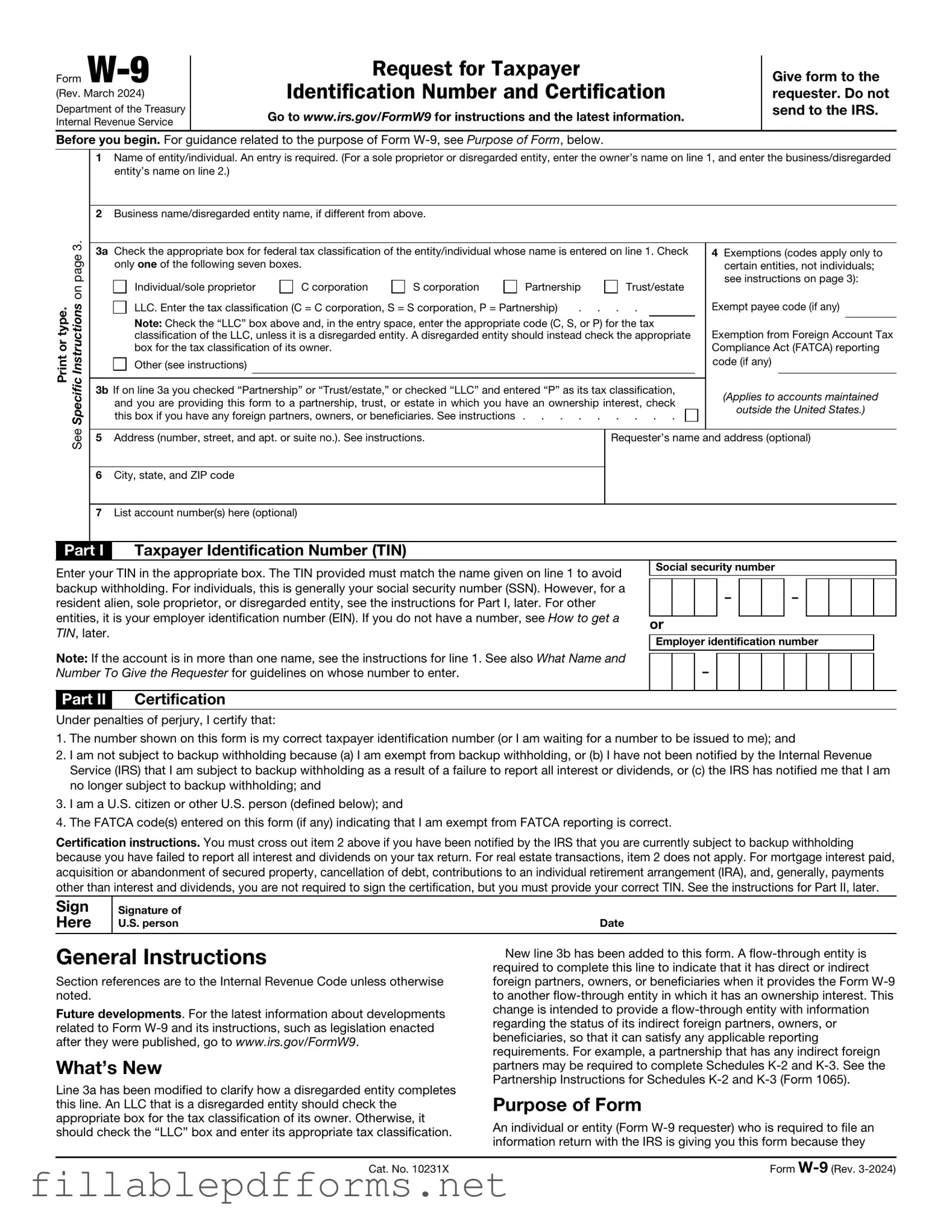 IRS W-9 PDF Template