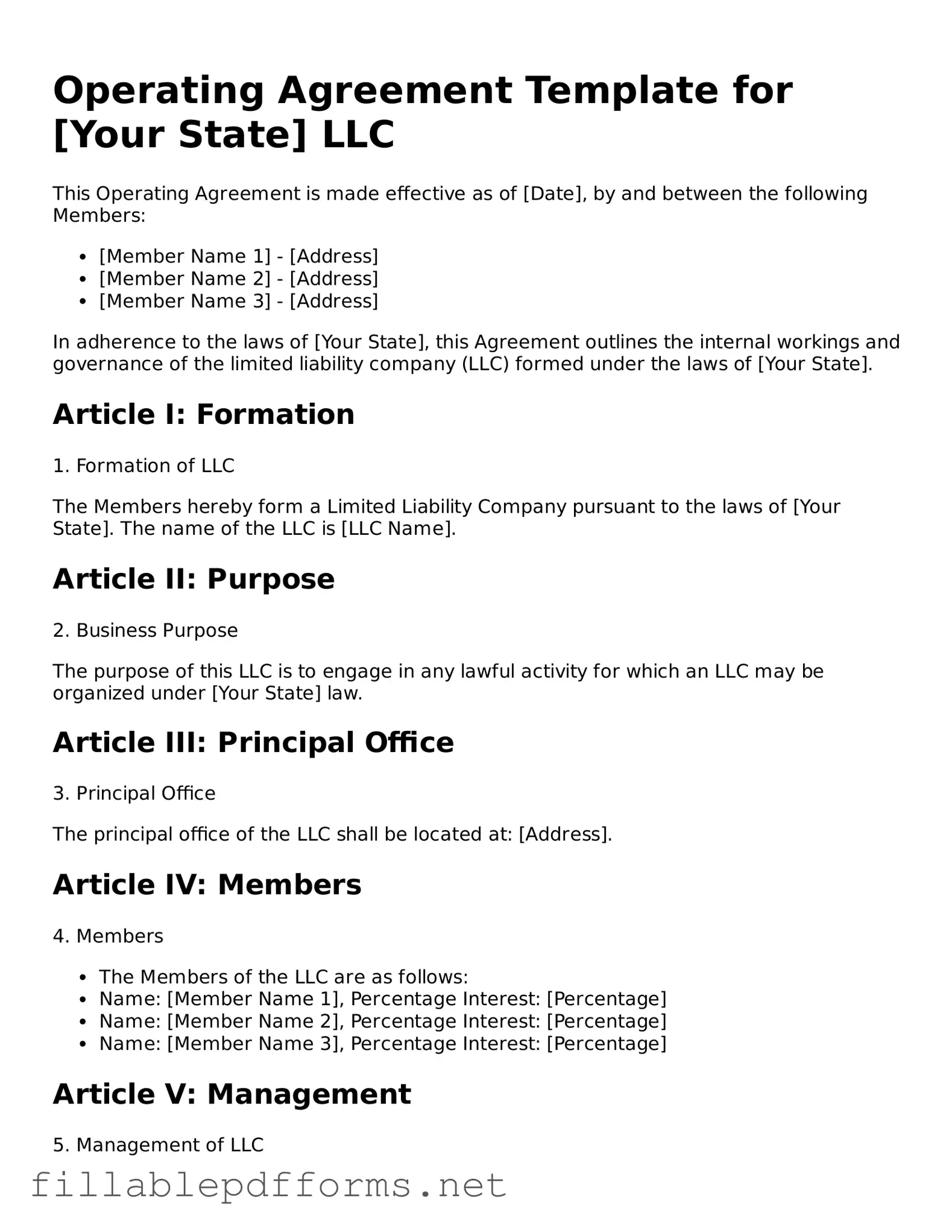Blank Operating Agreement Template