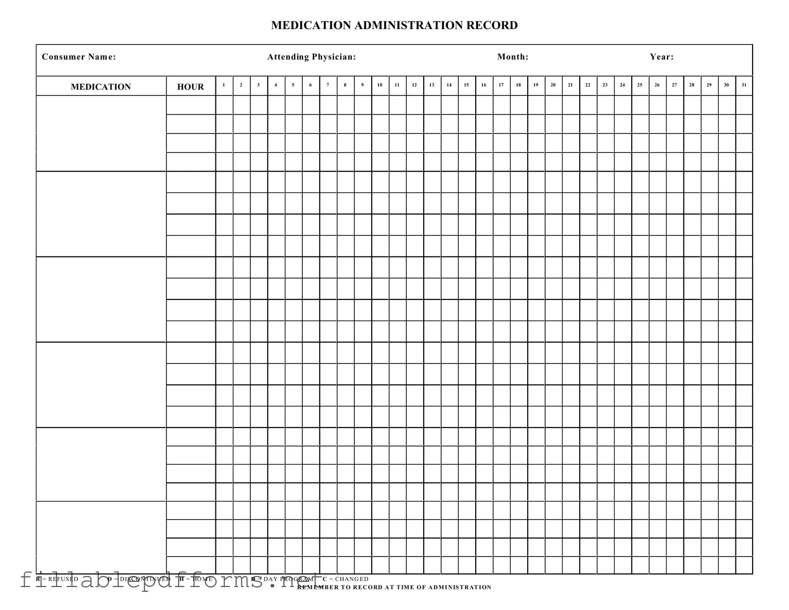 Medication Administration Record Sheet PDF Template