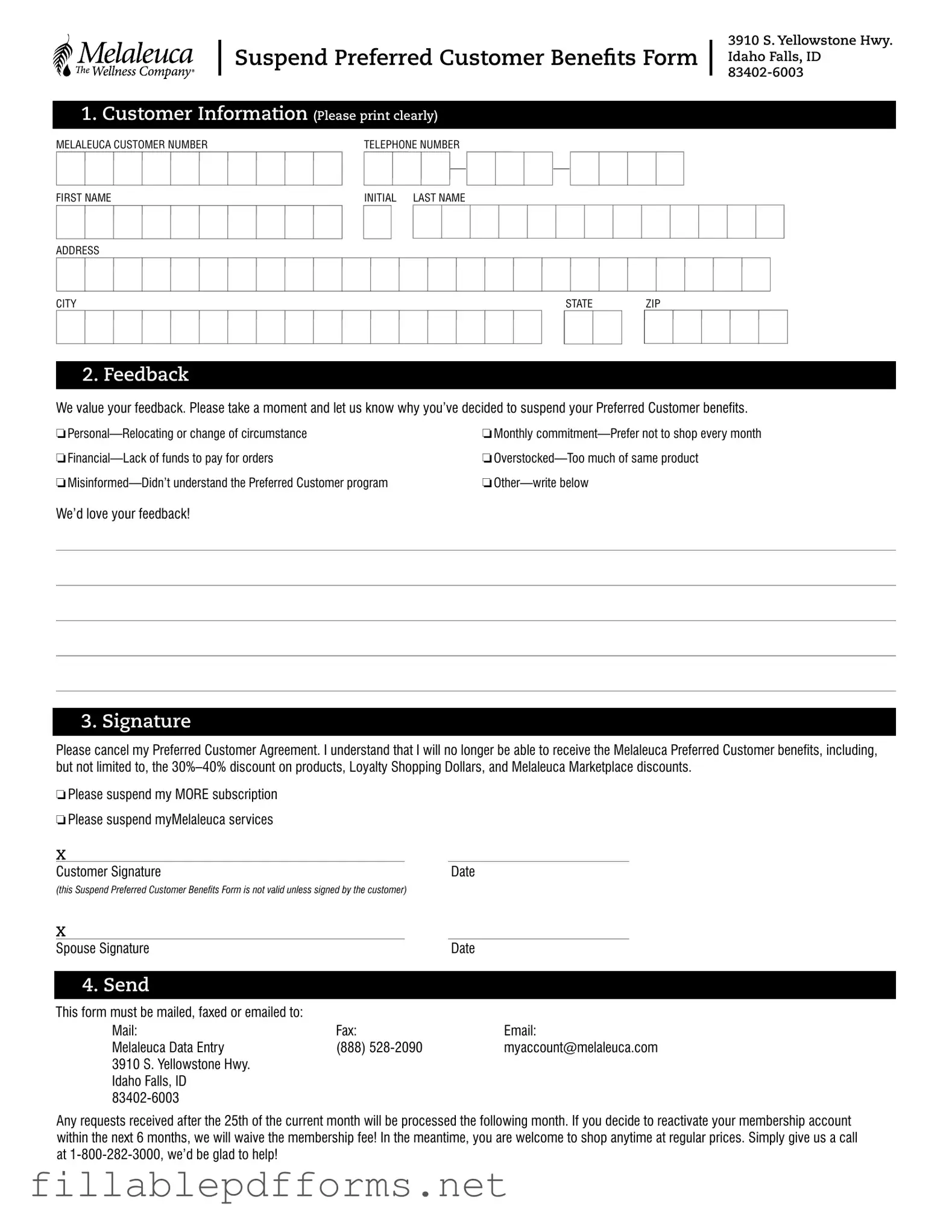 Melaleuca Cancellation PDF Template