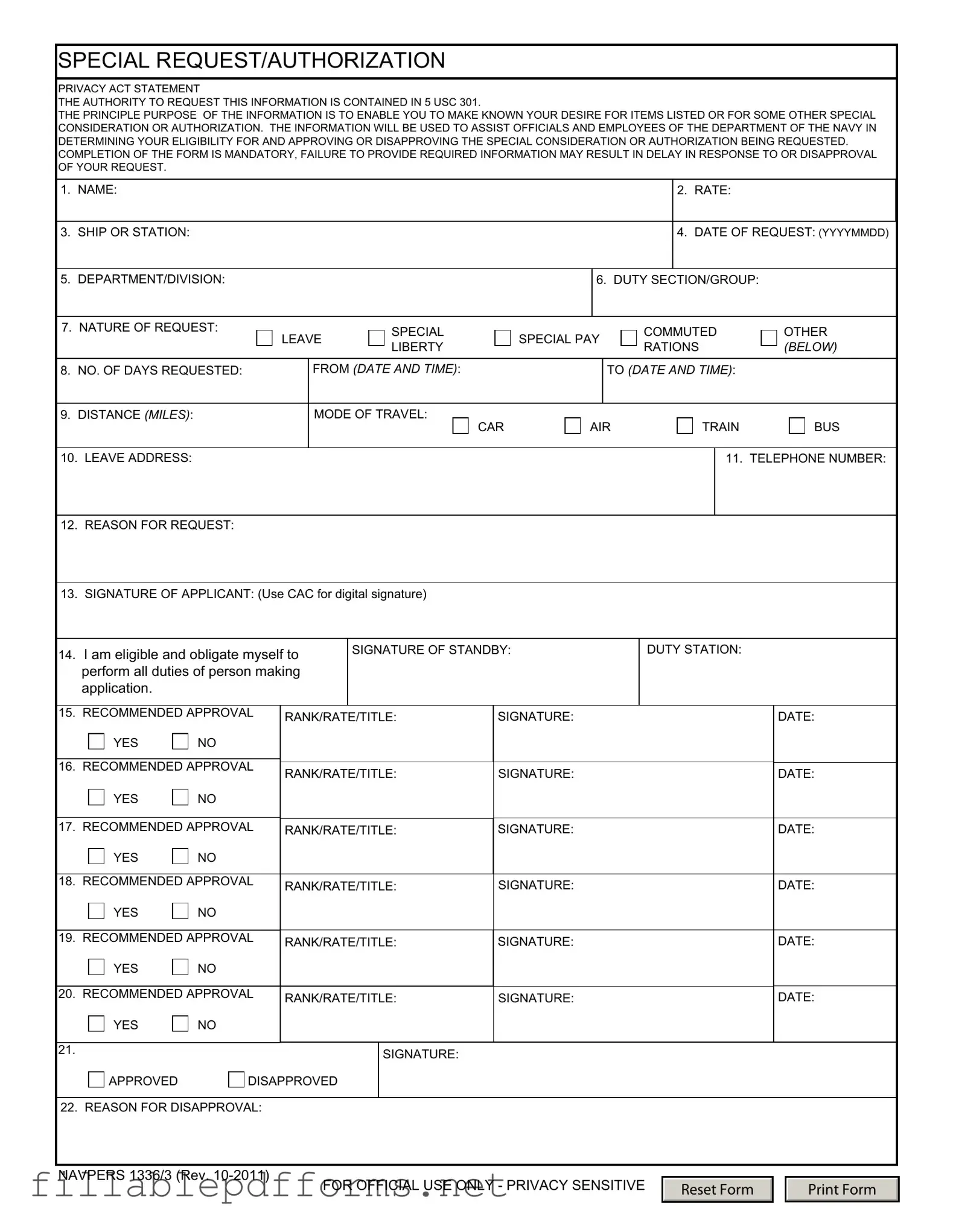 Navpers 1336 3 PDF Template