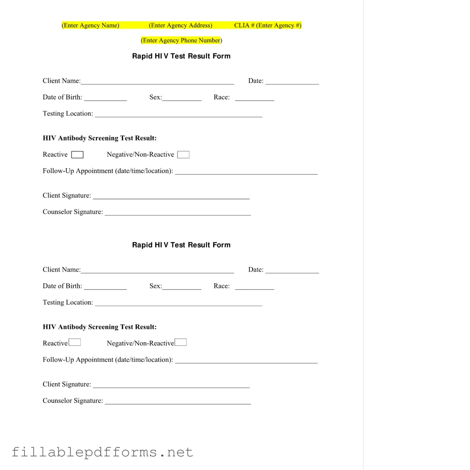 Negative Hiv Test PDF Template