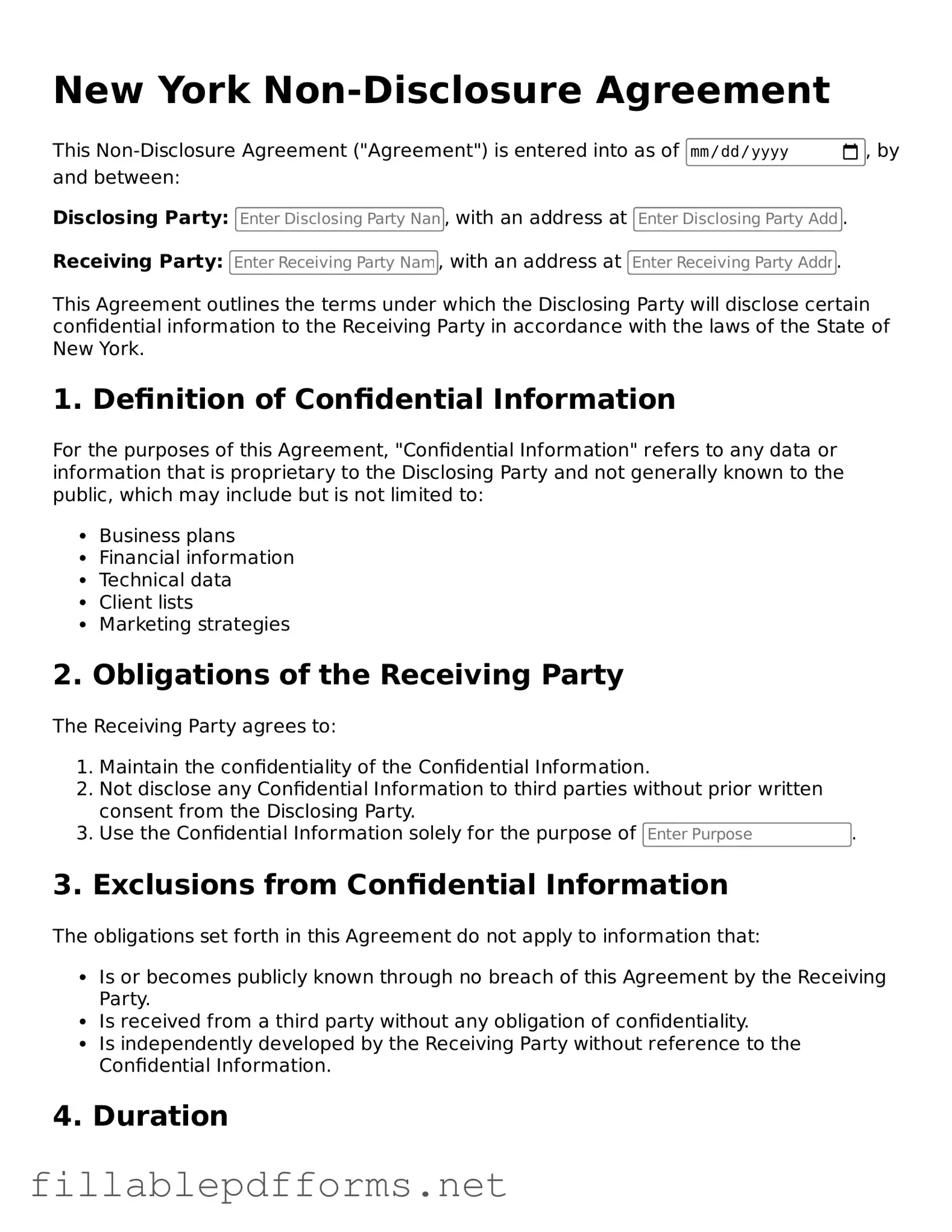 Attorney-Verified Non-disclosure Agreement Form for New York State