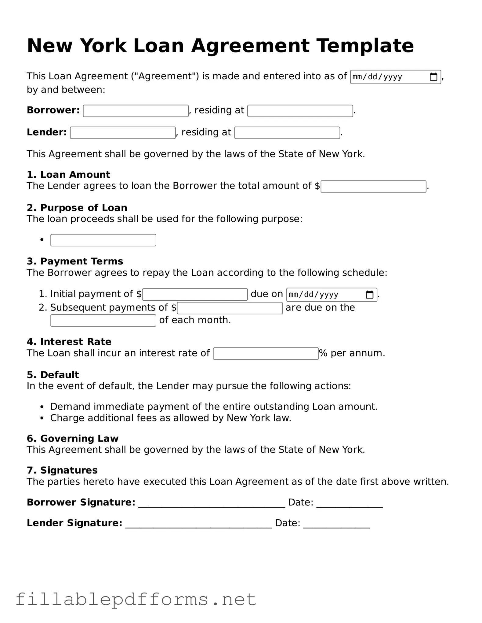 Attorney-Verified Loan Agreement Form for New York State