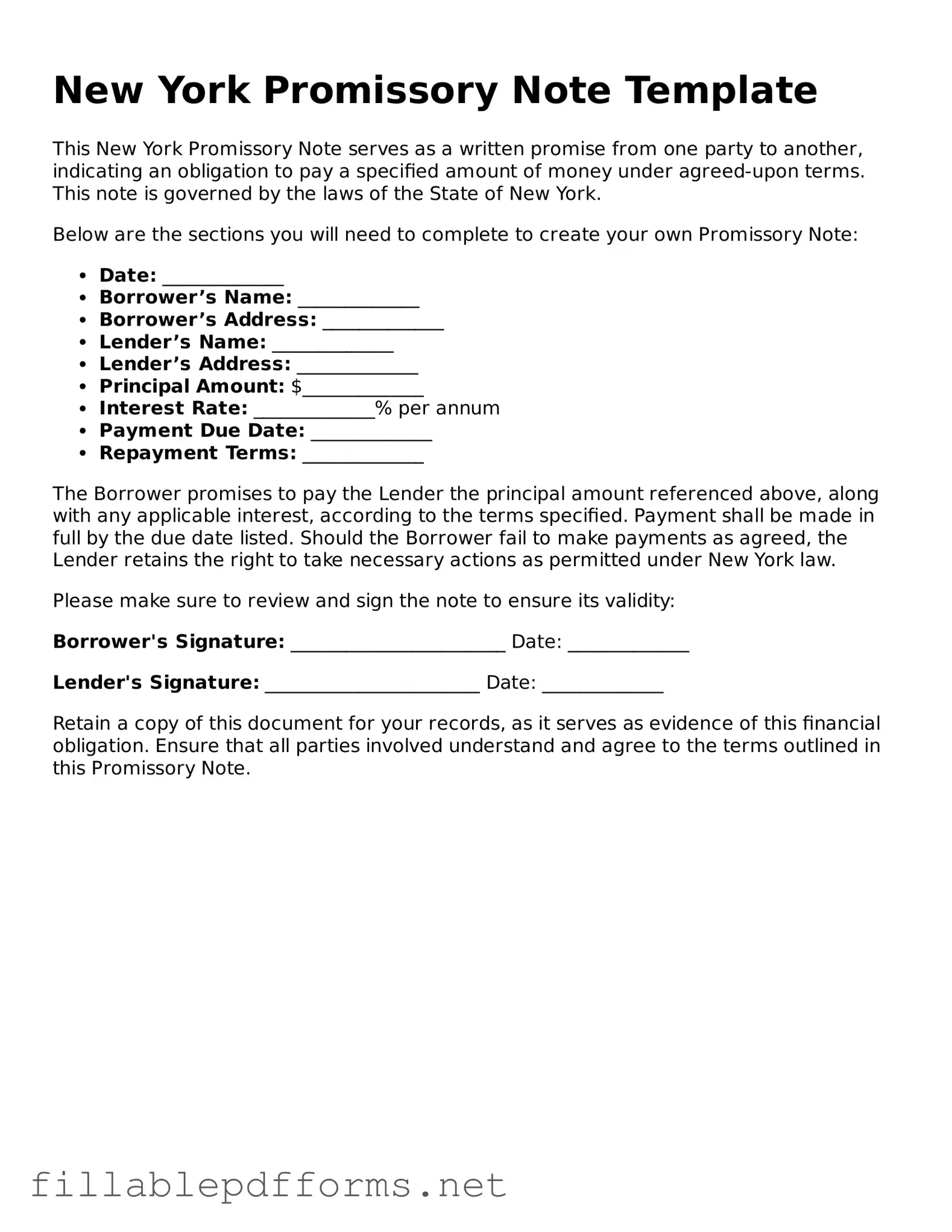 Attorney-Verified Promissory Note Form for New York State