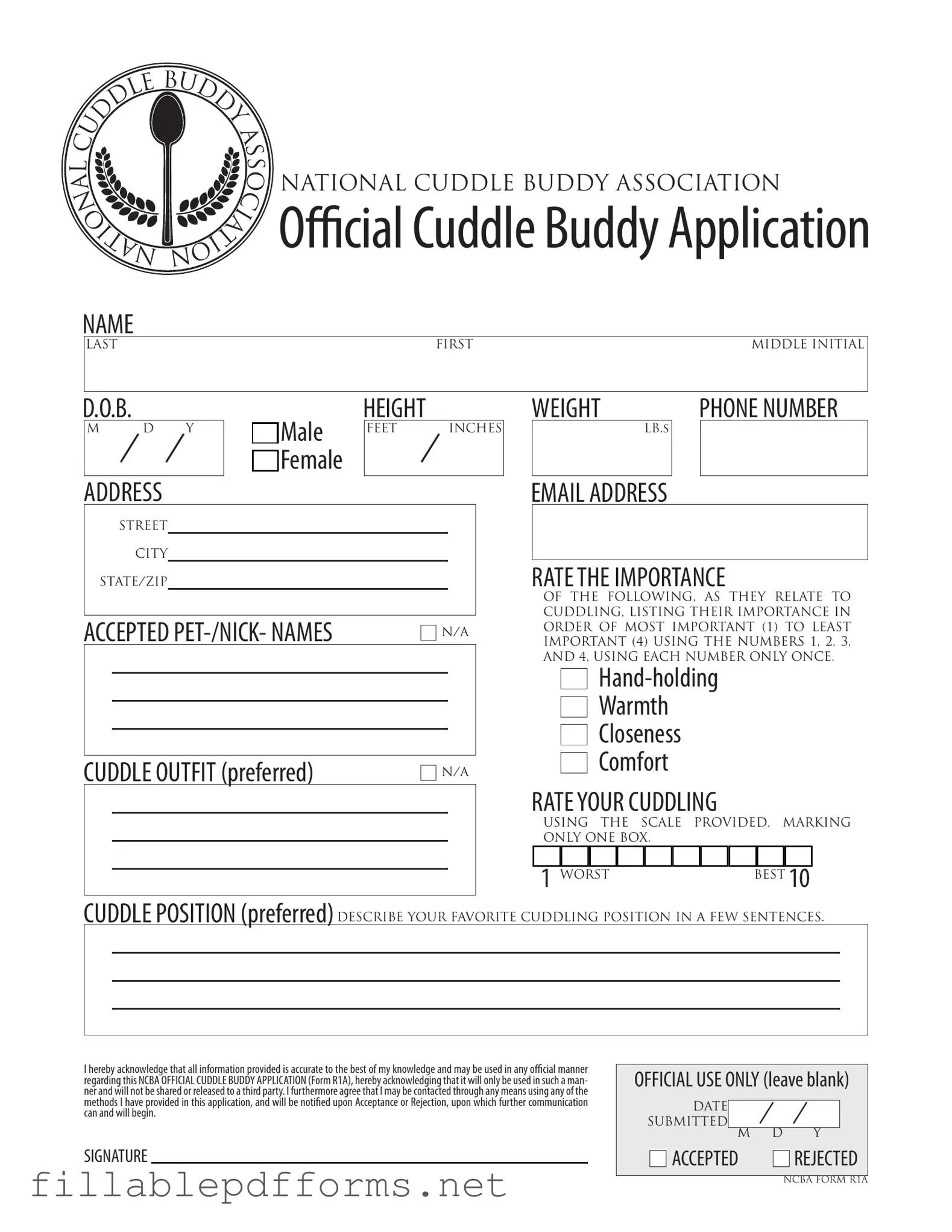 Cuddle Buddy Application PDF Template