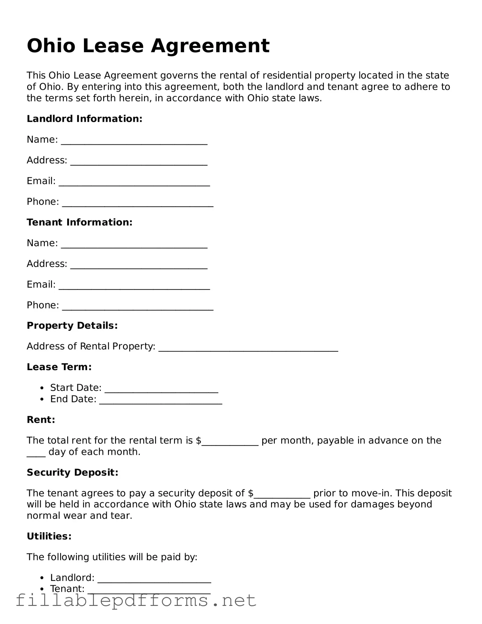 Attorney-Verified Lease Agreement Form for Ohio State