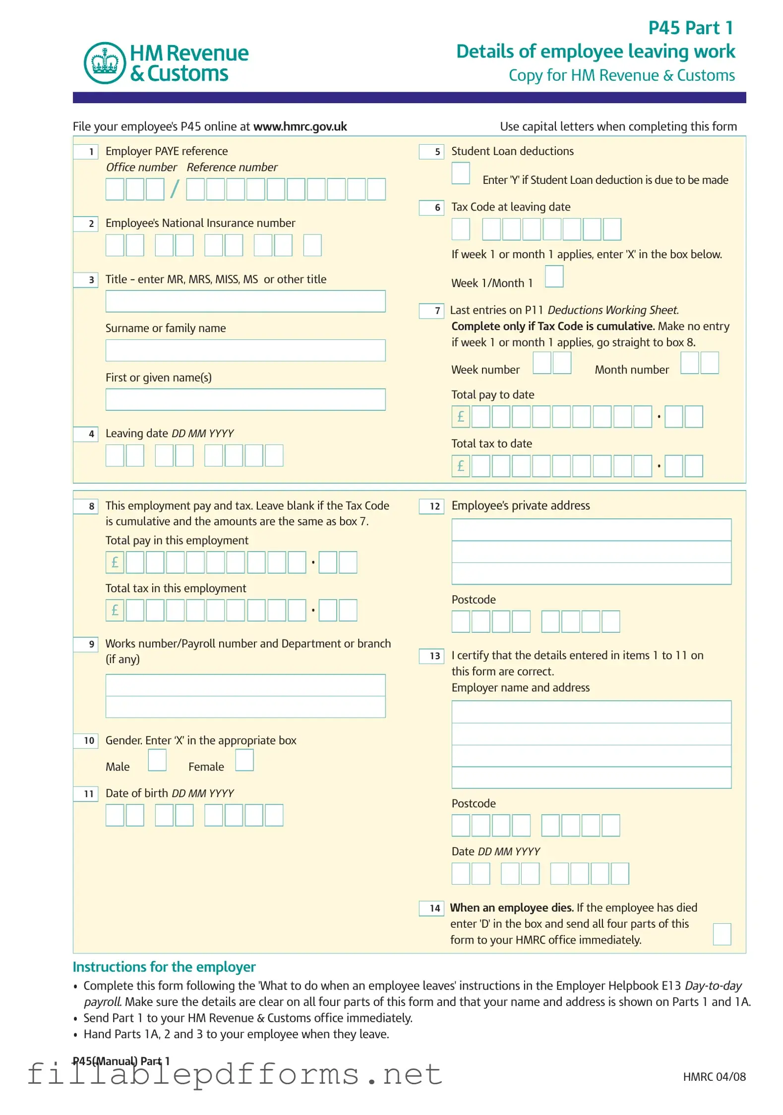 P 45 It PDF Template