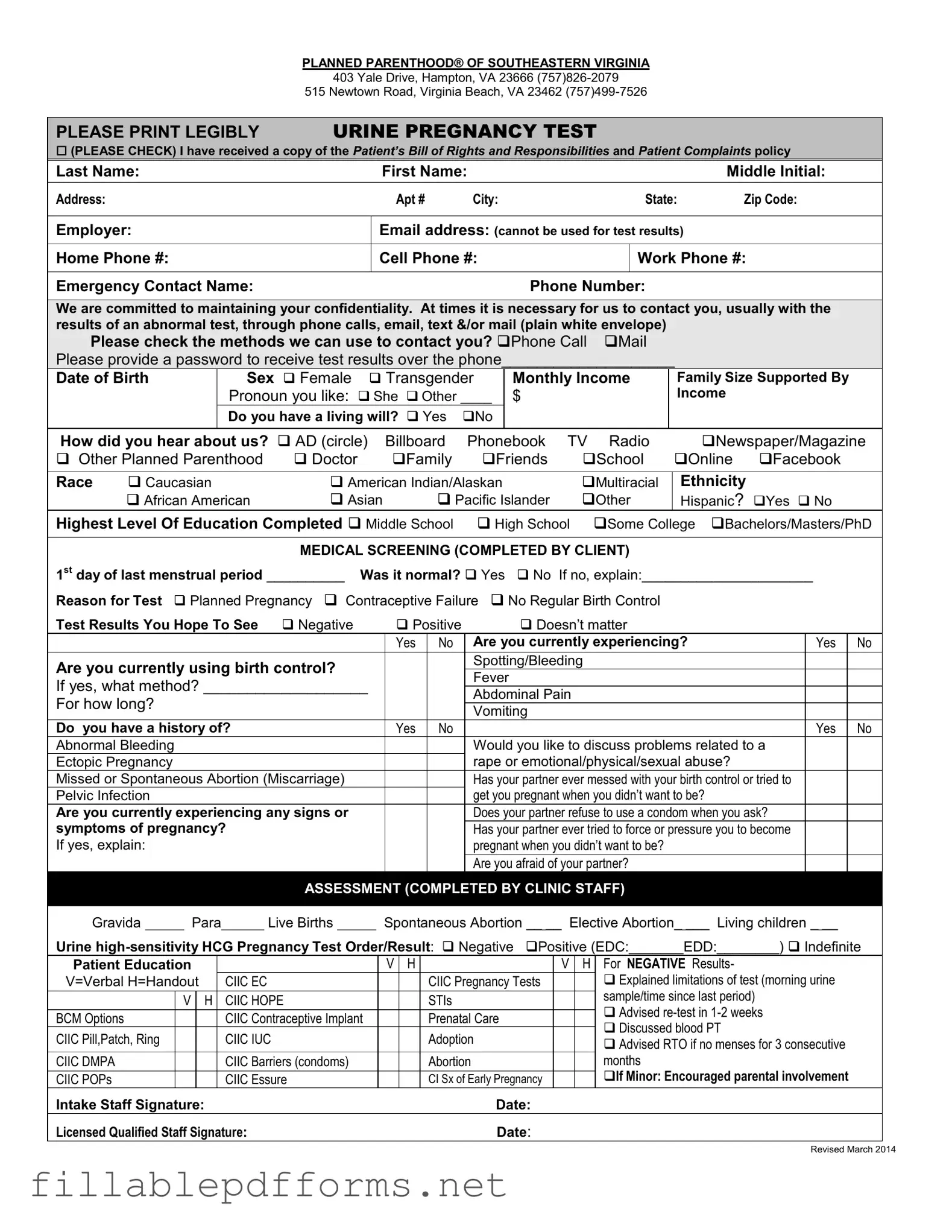 Planned Parenthood Proof PDF Template