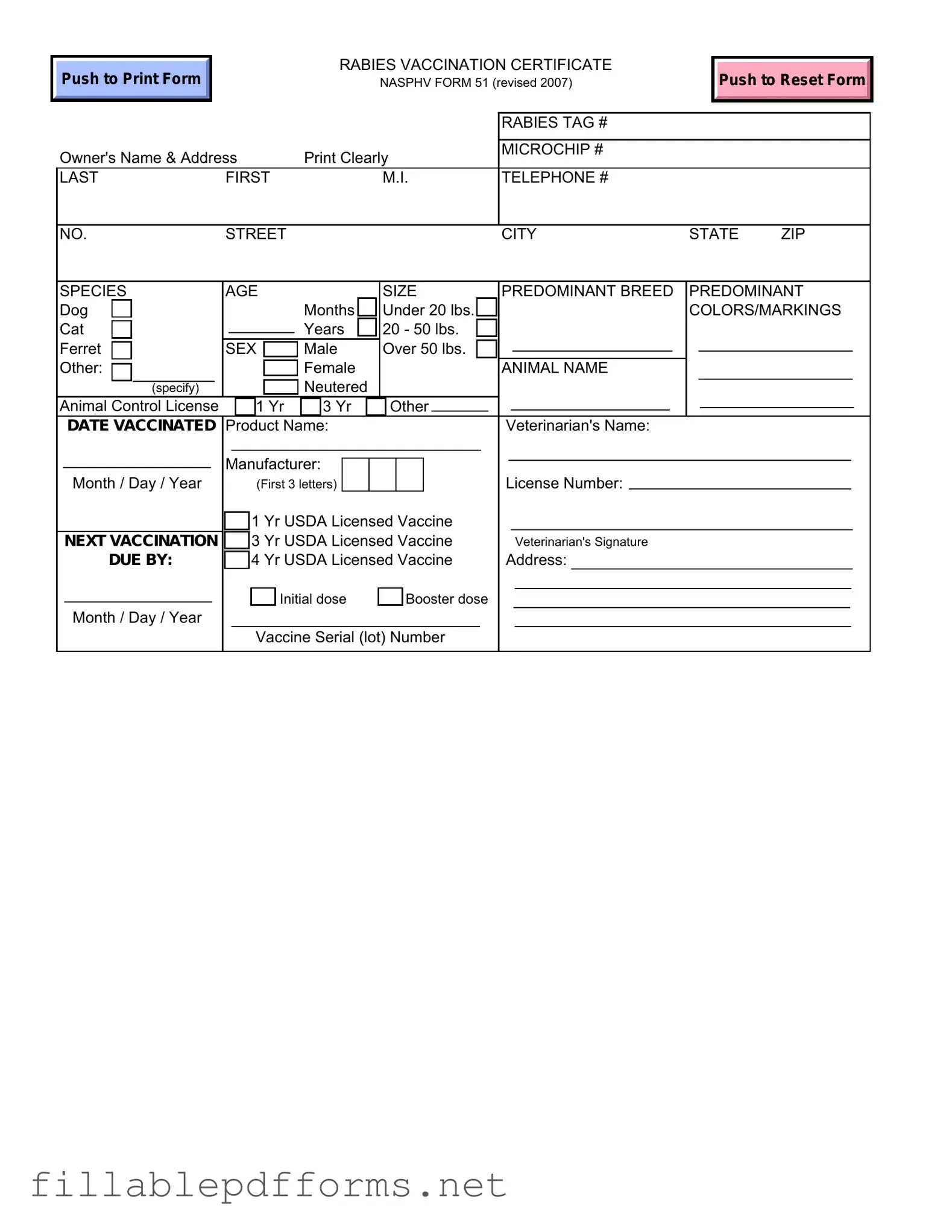 Rabies Certificate PDF Template