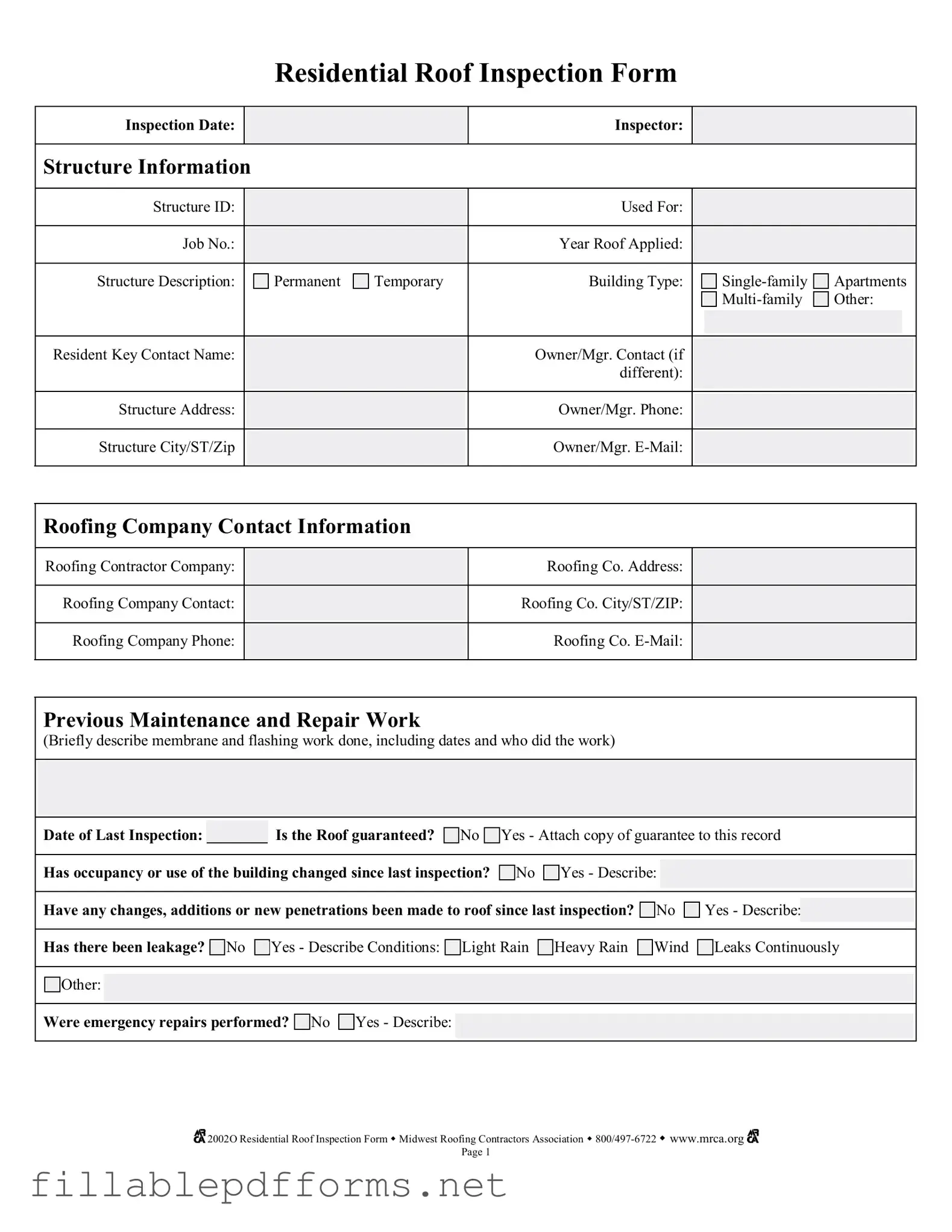 Roof Inspection PDF Template