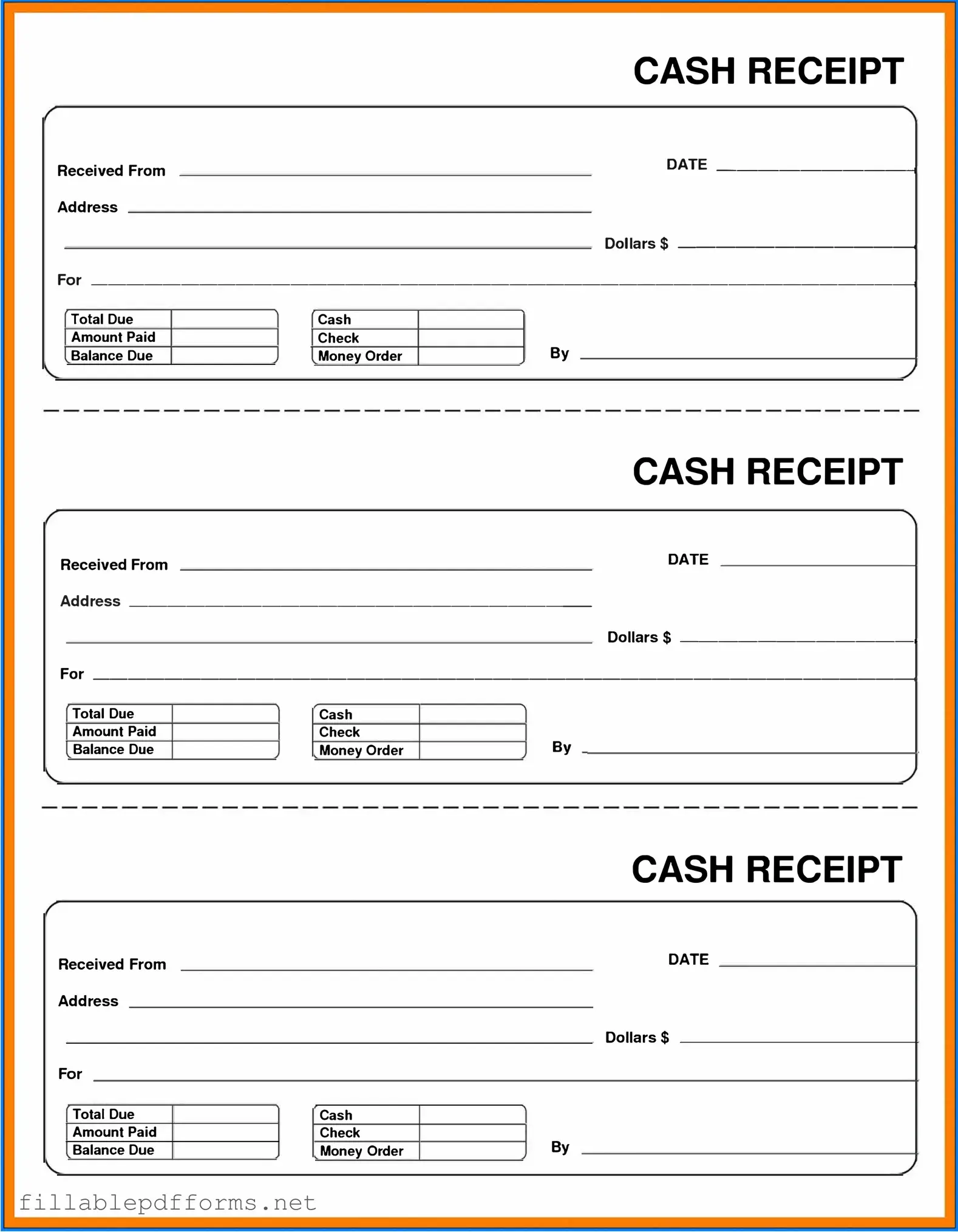 Cash Receipt PDF Template