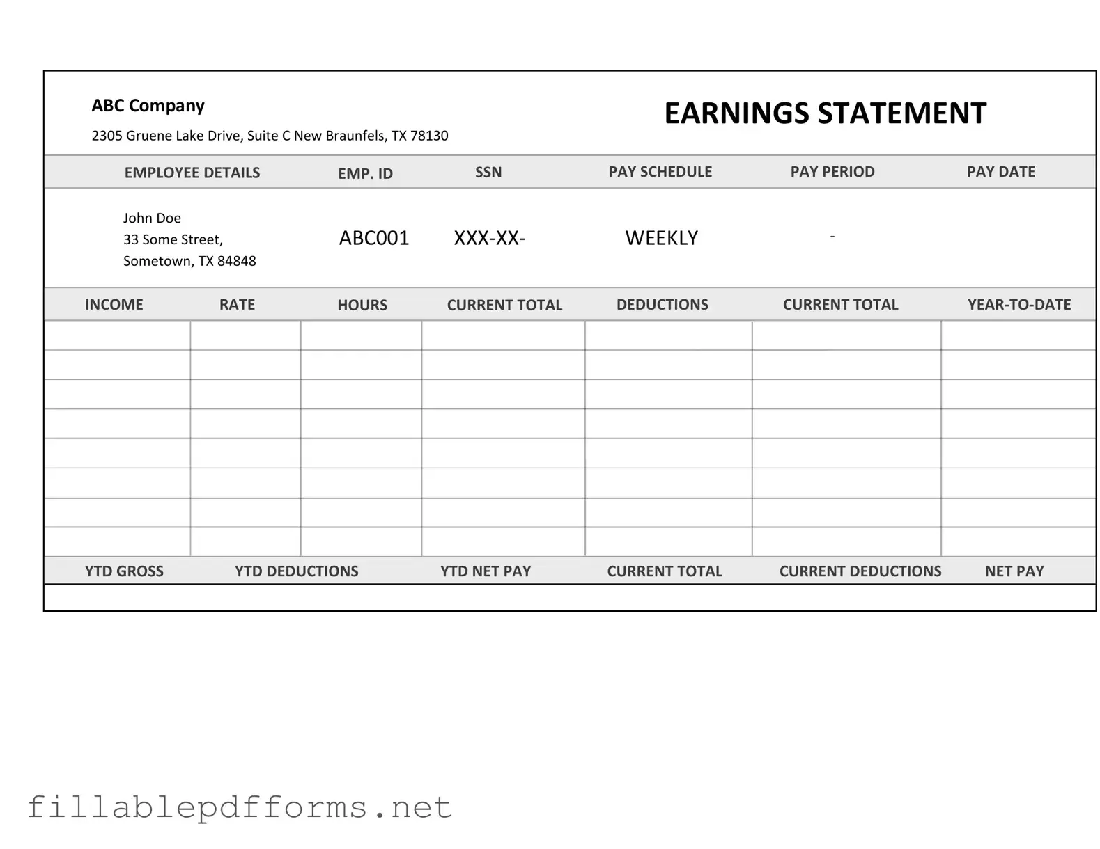 Independent Contractor Pay Stub PDF Template