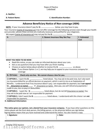 Advance Beneficiary Notice of Non-coverage PDF Template