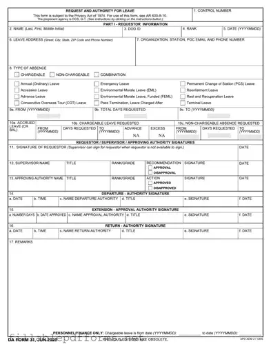 Da 31 PDF Template