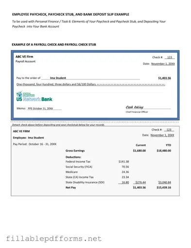 Payroll Check PDF Template