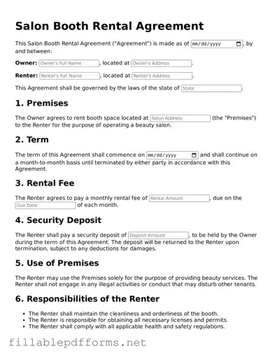 Blank Salon Booth Rental Agreement Template