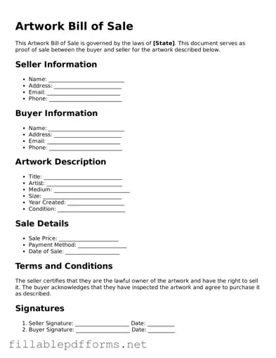 Blank Artwork Bill of Sale Template