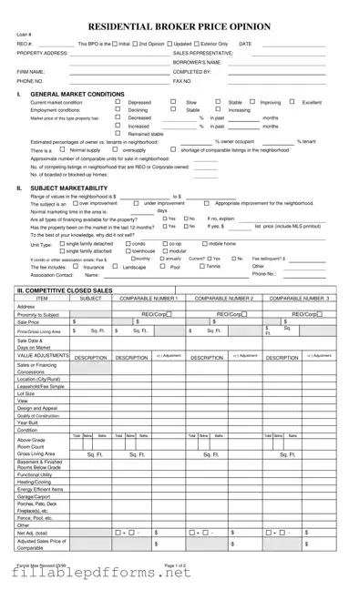 Broker Price Opinion PDF Template