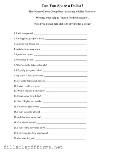 Donated A Dollar PDF Template