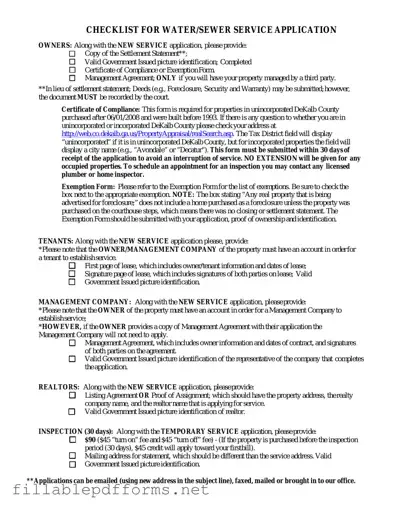 Dekalb County Water Application PDF Template