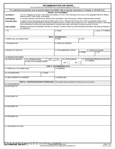 Da 638 PDF Template