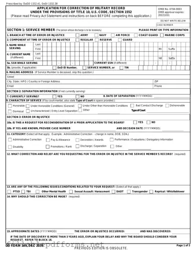 DD 149 PDF Template
