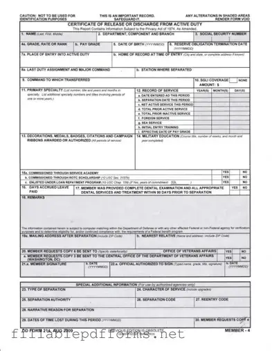 Dd 214 PDF Template