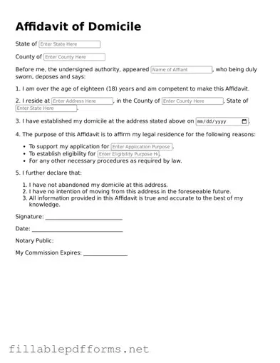 Blank Affidavit of Domicile Template