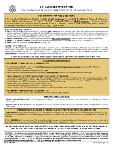 DS-11 U.S. Passport application PDF Template