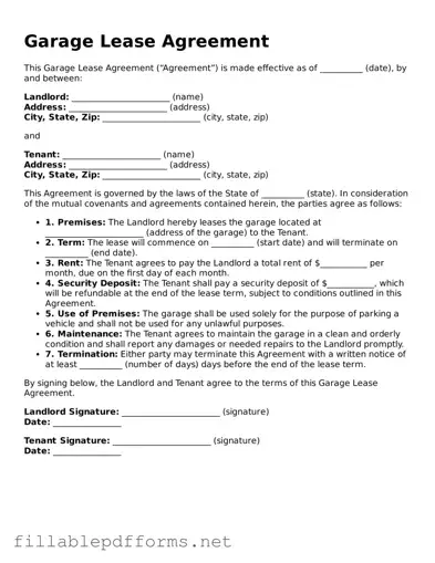 Blank Garage Lease Agreement Template
