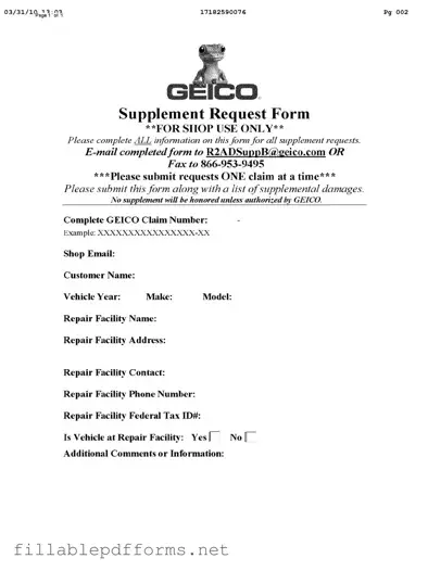 Geico Supplement Request PDF Template