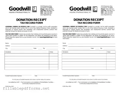 Goodwill donation receipt PDF Template