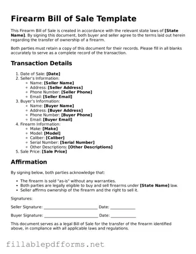 Blank Firearm Bill of Sale Template