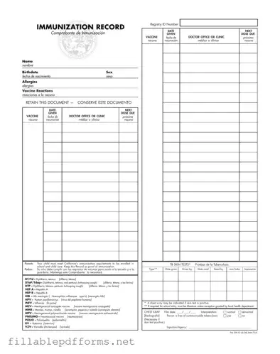Immunization Record PDF Template
