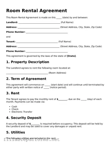 Blank Room Rental Agreement Template