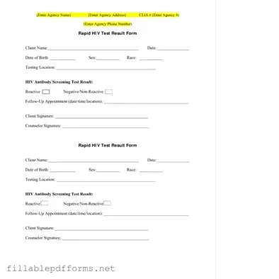 Negative Hiv Test PDF Template